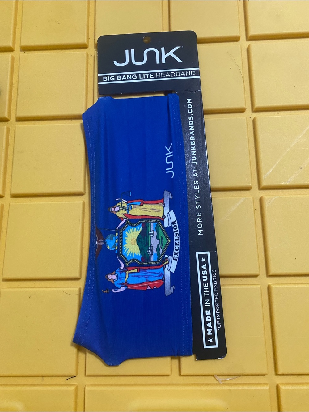 JUNK Big Bang Lite Blue Headband with New York State Emblem